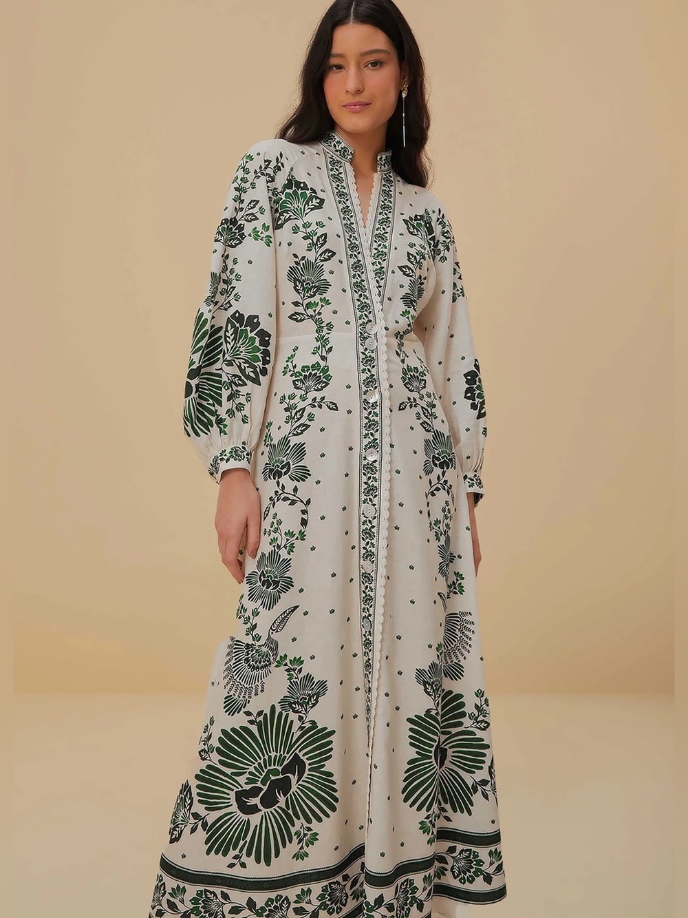 Farm Rio Forest soul off white maxi dress Medium - Picture 8 of 8